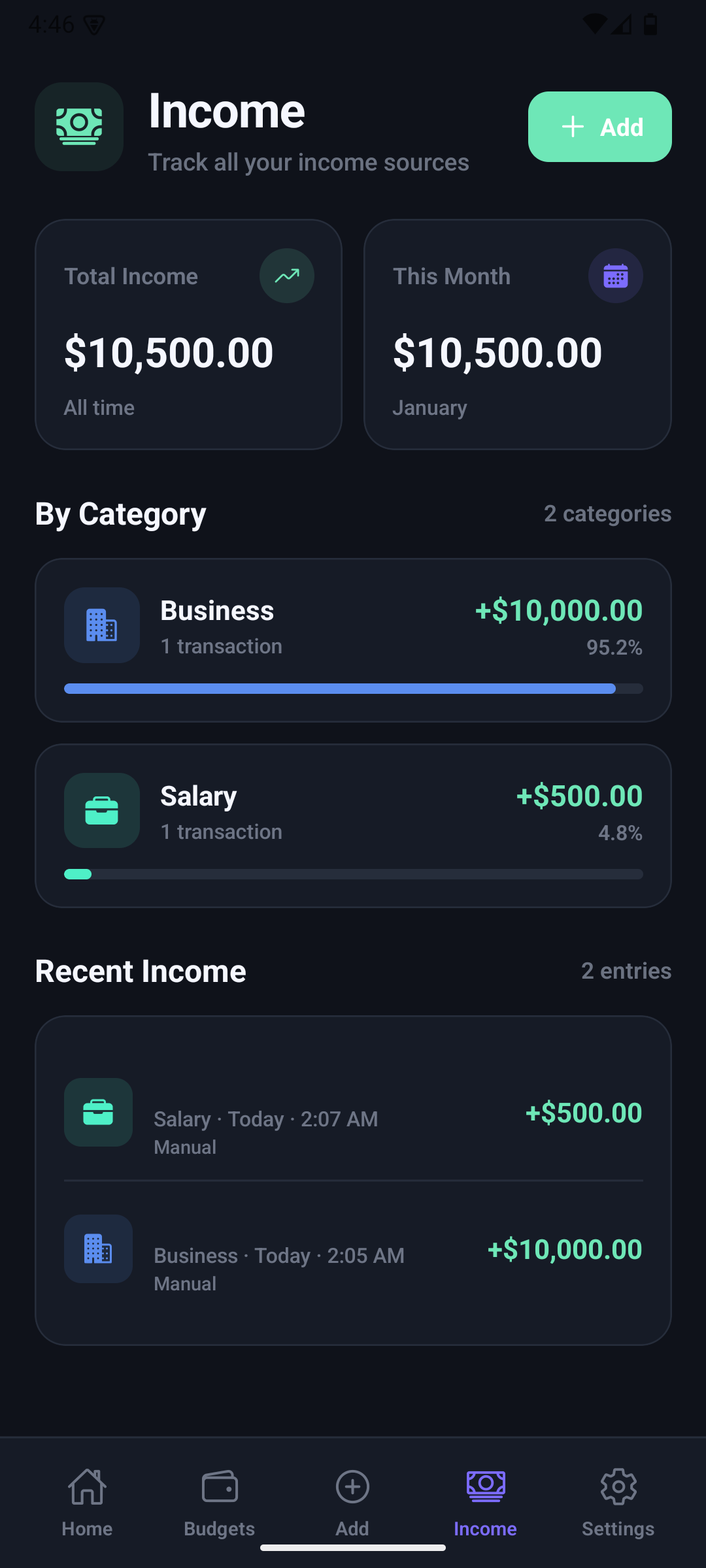 Income Screen